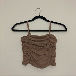 Hollister light brown ruched straight neckline crop cami